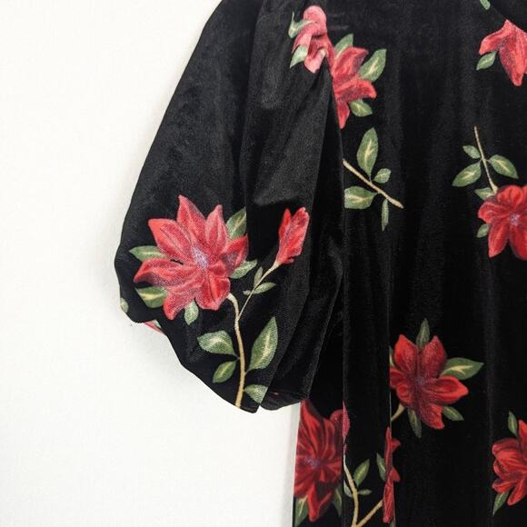 Draper James RSVP Short Sleeve Mockneck Velvet Floral Dress Size XS - Picture 5 of 10